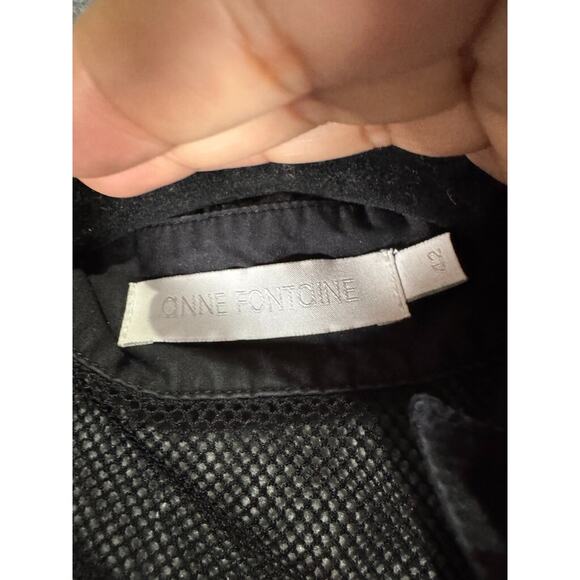 Anne Fontaine Blouse Women 42 (4-6) Black Collar Mesh Button Front Quiet Lux - Picture 2 of 7